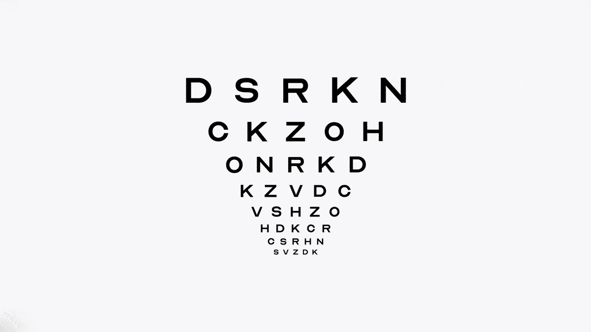 An typographic animation of the Snellen eye chart.