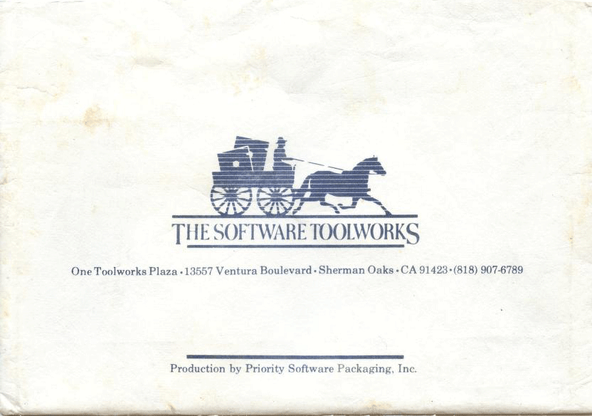The Software Toolworks floppy sleeve dated roughly 1975–1995